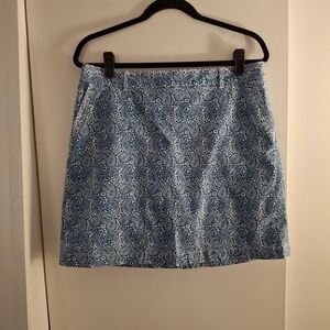 Dockers Blue and White Paisley Patterned Mini Skort